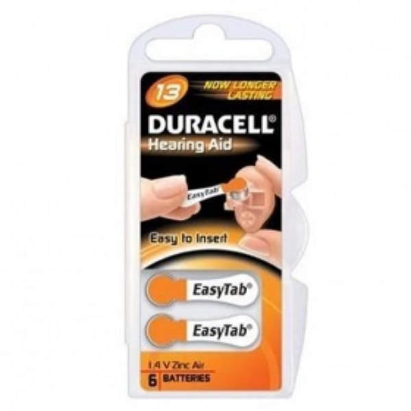 Duracell DA13 ACUSTICA, Zink-Air, Knappcell, 1,4 V, 6 st, Metallic, Orange