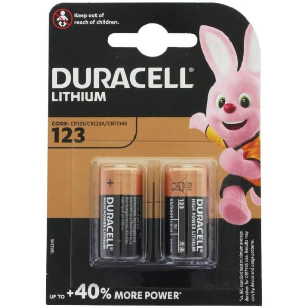 Batterier CR123A DL123 3V Litium Duracell 1500 mAh
