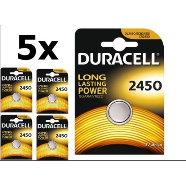 5 x Duracell CR2450 3v litium knappcellsbatterier