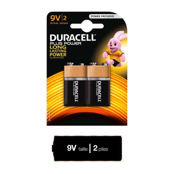 DURACELL Plus Power Batterier typ 9V Paket med 2