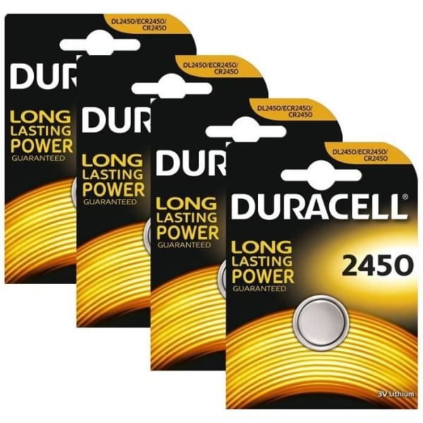 4 x Duracell CR2450 3V Lithium Battery Pack 2450 DL2450 K2450L