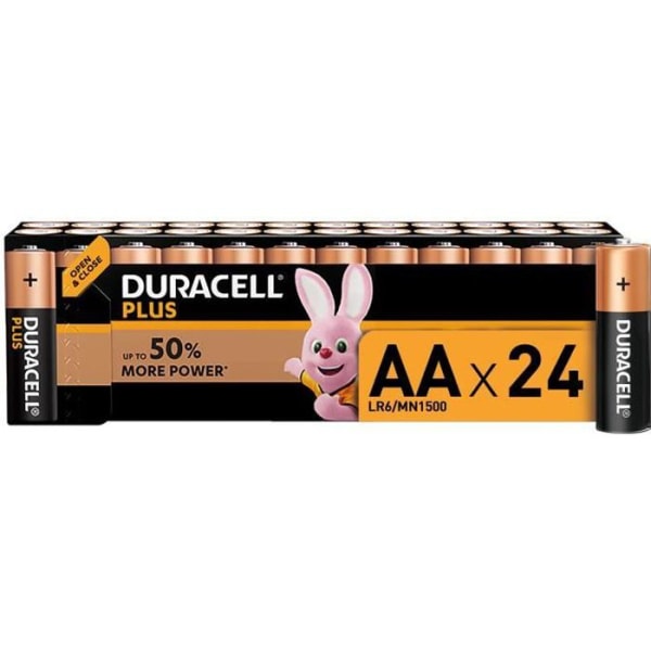 Duracell Plus, paket med 24 alkaliska batterier typ AA 1,5 volt, LR06