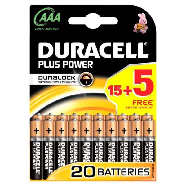 Duracell Plus Power, Alkalisk, Cylindrisk, 1,5 V, AAA