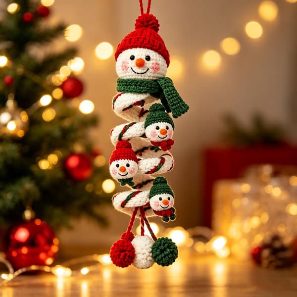 Crochet Kit Snowman Spiral DIY Style C - Yarn, Beads, Description Style 7