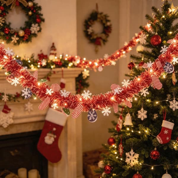 Battery-powered LED light string for Christmas, multi-colored 3 m 30 LED/5.7 m 40 LED for Christmas tree, window, balcony and party Red 5.7M 40LED