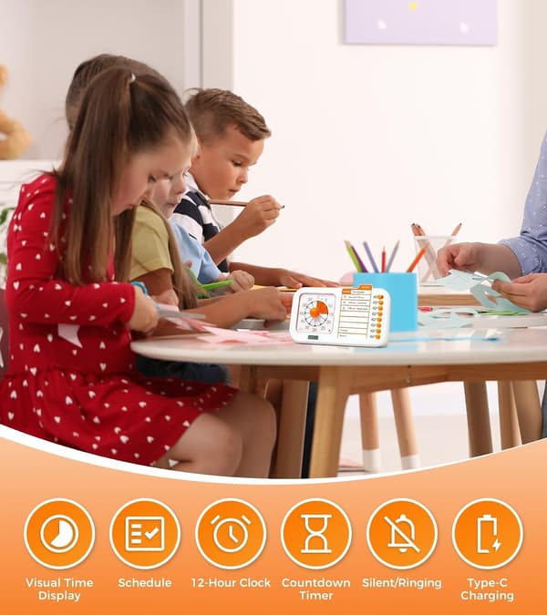 Visual Timer for Children and Adults, Planning Board with Checklist and Daily Schedule, ADHD Tool for Home and School White