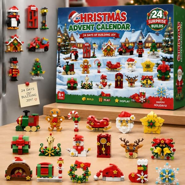 Jul adventskalender – 24 magnetklossar kylskåp, byggset Style-1