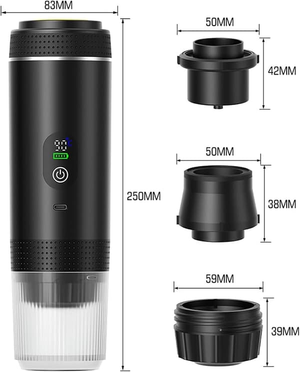 3-i-1 Espressomaskin Svart - Digital Kapslar & Malet Kaffe