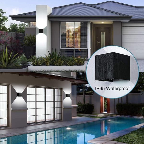 2-pack LED Outdoor Wall Lights 12W, Up-and-Down Lighting 6500K, IP65 Facade Lighting