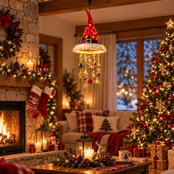 Plush Santa Hat LED 2-pack – warm light, style C Style 9