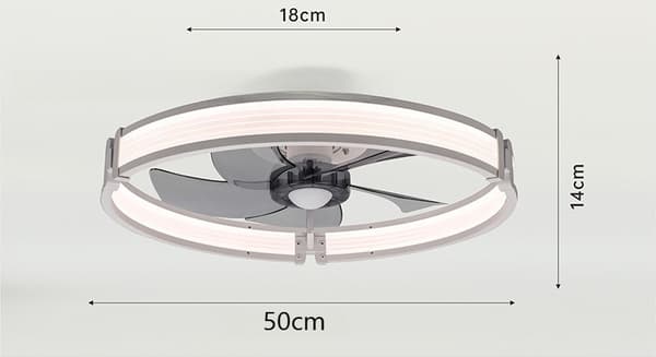 50 cm Smart Takfläkt med Belysning, Lågprofil Infälld Montering, Dimbar LED, APP- & Fjärrkontroll, Tyst Luftflöde, Timerfunktion White Direct Airflow
