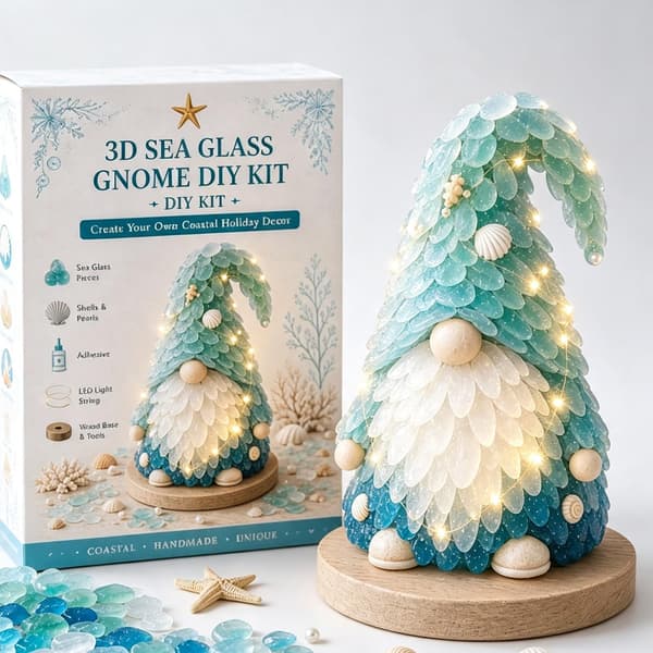 3D Havsglas Julgran Kit G - LED Träbas DIY Julpyssel Style 7
