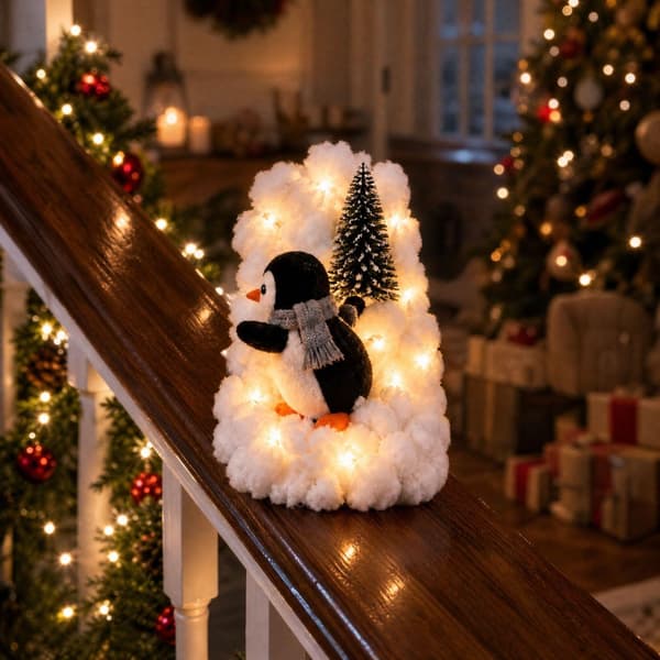 Pingvin LED-juldekoration för trappa – snögirlang, stil 4 Style 4