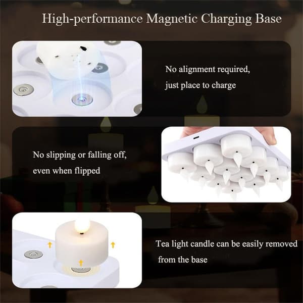 Flameless Rechargeable LED Candle with Magnetic Charging and Realistic Flame Effect, Decoration Light for Weddings and Home USB-C Remote