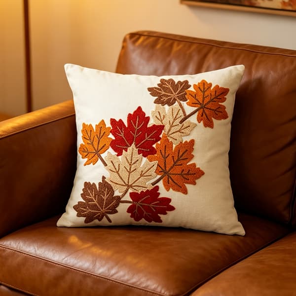 Hösttryck Kuddfodral 45x45 Lönnlöv - Thanksgiving Soffa Vardagsrum Style 2