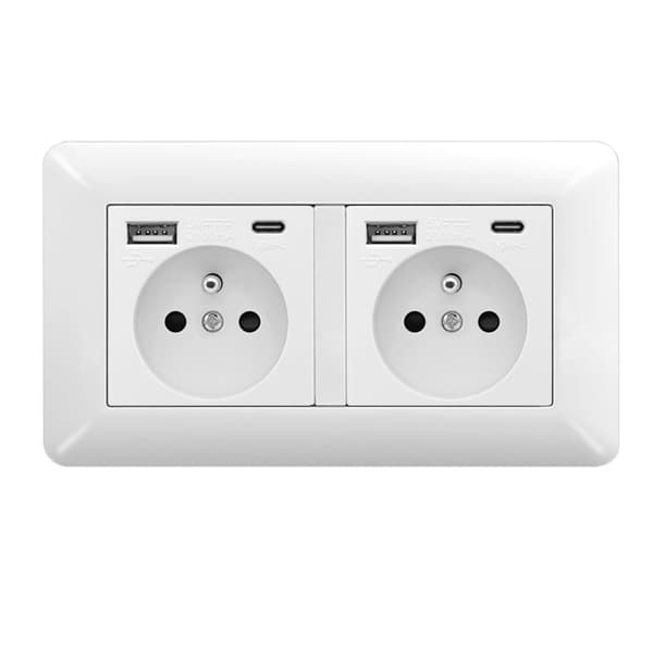 1/2 pcs Double Wall Socket 16A – 2 USB + 2 Type-C, Recessed 240V, Home and Office 1pc