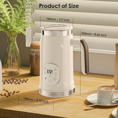Pekskärm Mjölkvärmare 300ml - Justerbar Cappuccino Vit White
