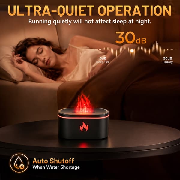 Eterisk oljediffuser, mini aromadiffuser og luftfukter, 7 LED-lys, svart