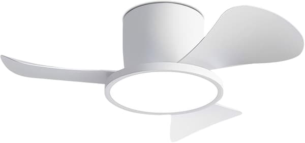 Ceiling fan with LED lighting 76 cm, 40 W, remote control, wall switch, 6 speeds and 3 ABS blades, for bedroom White 76cm-Remote Control