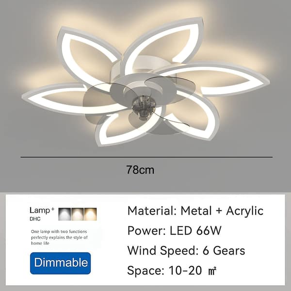 Dimbar LED Takvifte, Ø78cm, 3 Lysfarger, Fjernkontroll & App-styring, 6 Hastigheter, Timer White