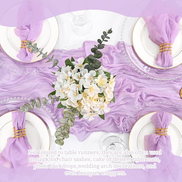 Bordslöpare Set om 4 - Ljuslila Muslin 43x274cm Boho Bröllop Light purple