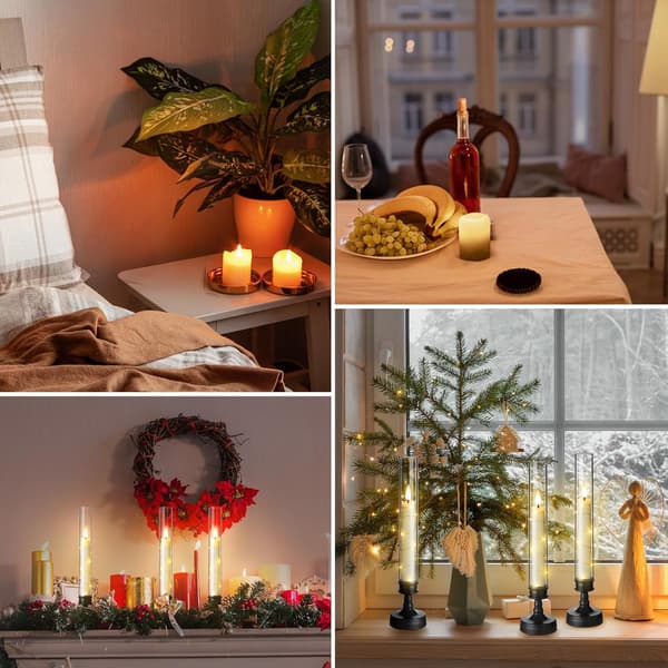 Fjernbetjent LED-lys - Flammefrit Ambient Sort til Bryllup Romantisk Festindretning Black With remote control
