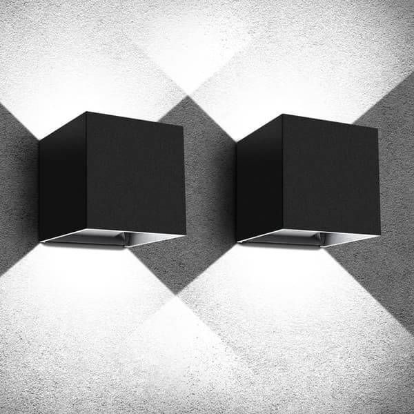 2-pack LED Outdoor Wall Lights 12W, Up-and-Down Lighting 6500K, IP65 Facade Lighting