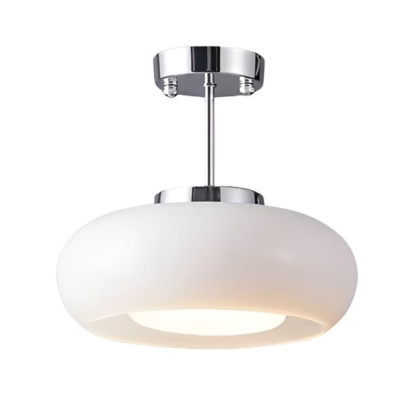 30W Krom Taklampa, Ø28cm, Mid-Century Modern Nordisk Design, Infälld Montering White