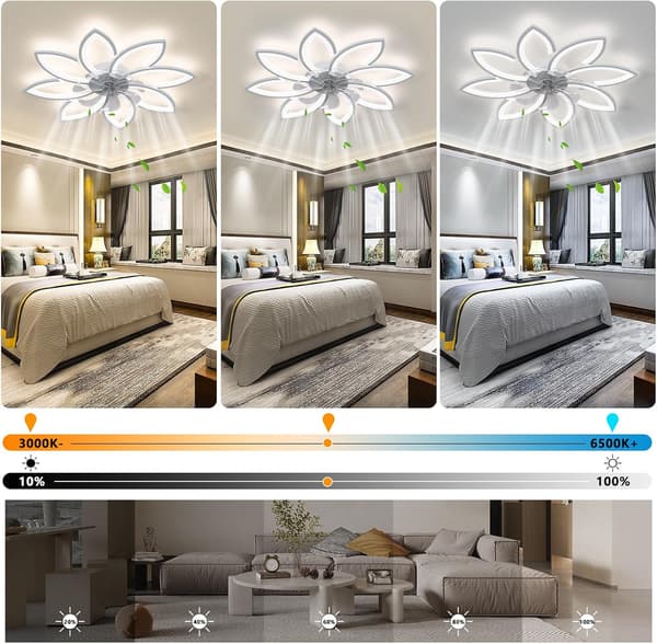 Dimmbar LED Takvifte, Ø90cm, 3 Lysfarger, Fjernkontroll & Appstyring, 6 Hastigheter, Timer White