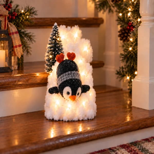 Pingvin LED-juldekoration för trappa – snögirlang, stil 3 Style 3