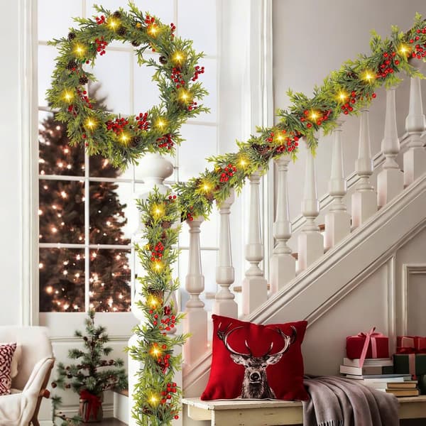 Norfolkgran guirlande 1,8m LED – blød plast, pejs With light-50cm