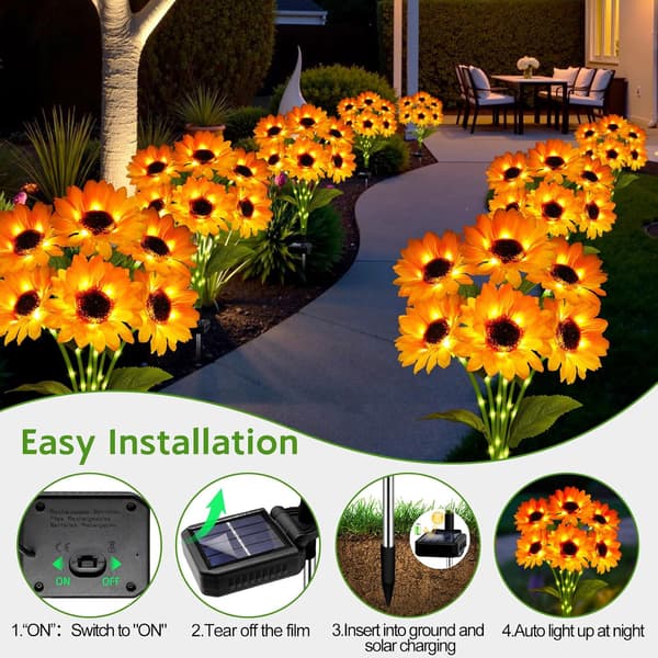 Solar Solros 3-pack - 18 gula LED Auto-On Vattentät Trädgård Gräsmatta Kvinnlig Present Yellow 3 Pack
