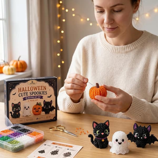 Halloween DIY Bead Kit, 3D Ghost for Handmade Decoration, Creative Craft and Gift for Beginners Halloween