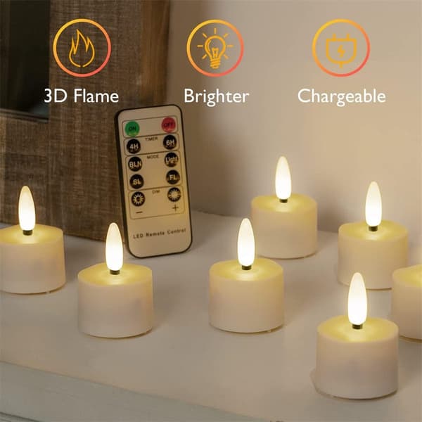 Flameless Rechargeable LED Candle with Magnetic Charging and Realistic Flame Effect, Decoration Light for Weddings and Home Remote