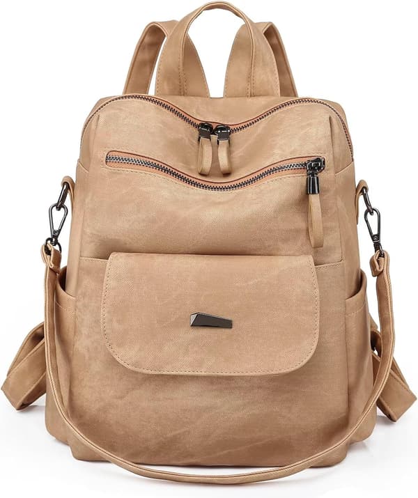 Women's PU Leather Backpack, Compact and Waterproof Bag with Handle for Shopping, Travel, and Everyday Use Pink