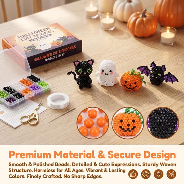 Halloween DIY Bead Kit, 3D Ghost for Handmade Decoration, Creative Craft and Gift for Beginners Halloween