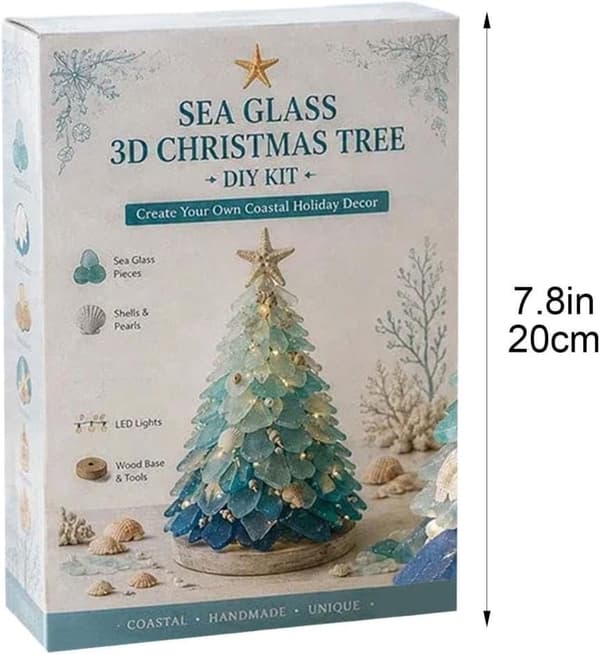 Creative Sea Glass Craft Kit, DIY Mosaic with Shells and Beads, Handmade Decoration for Christmas and Home Nutcracker