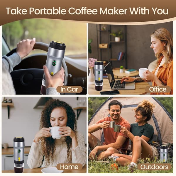 12V 3-in-1 espressokeitin - 7500 mAh NS Ground Camping Silver Silver USB + Car Cable