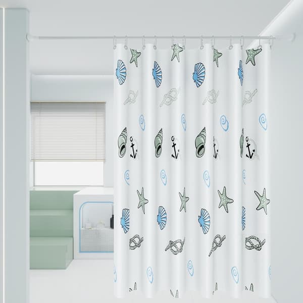 Duschdraperi Snäckskal 180x200 - Vattentät Polyester 12 Krokar Maskintvätt Style 2
