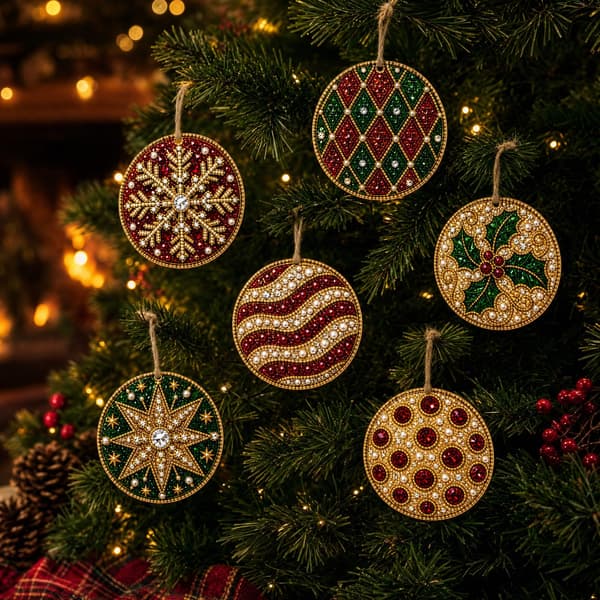Juleperle 6-pak DIY diamantsæt til voksne – julepynt, stil 8 Style 8