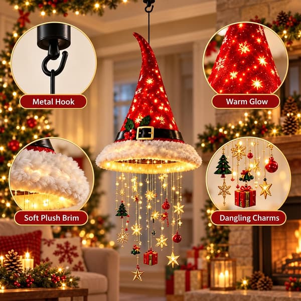 Plush Santa Hat LED 2-pack – warm light, style C Style 9