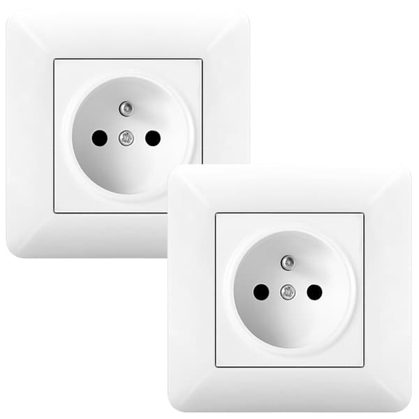 1/2/4 pcs Wall Socket 16A – Flush Mounted French Standard 240V, White, Easy Installation 2pcs