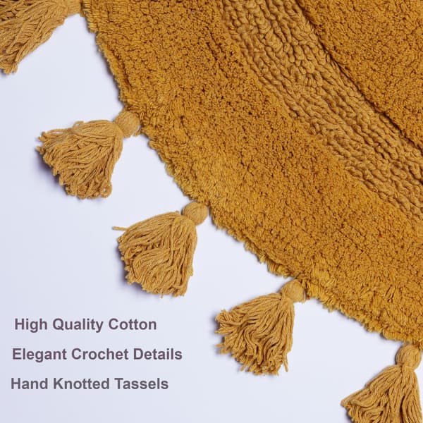 Orange Boho Halvmåne Bademåtte - Bomuld Hæklet Skridsikker Absorberende 20x30 Tommer Orange