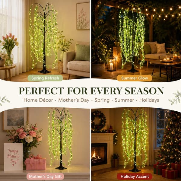 LED Willow Tree Floor Lamp with Luminous Branches, Warm White USB Lighting, 1.2/1.5/1.8 m, Decorative for Home and Party 1.8m