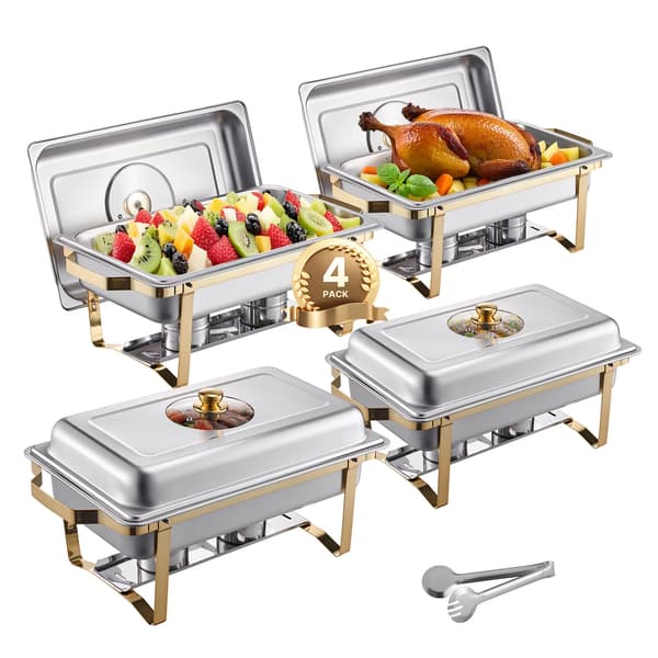 8Qt Buffet Chafer i Rustfrit Stål, 4-pak - Rektangulær Madvarmer til Catering 4 pcs