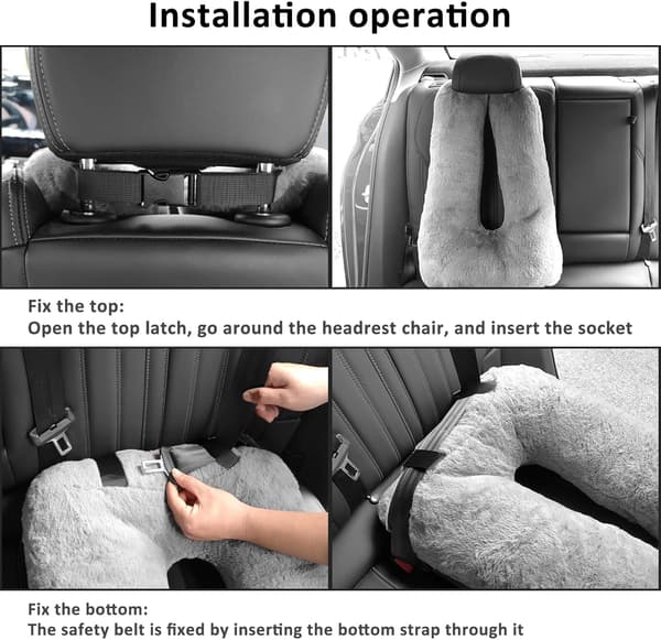 U-formet nakkepude til børn - Ergonomisk rejsehovedstøtte til bil og fly - Grå Gray