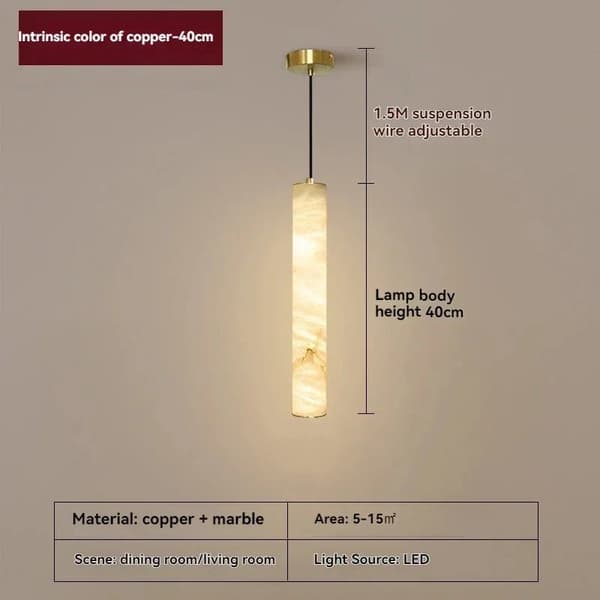 Natural Marble Pendant Light 40cm Gold – LED, Warm Light, Modern Chandelier Style 2