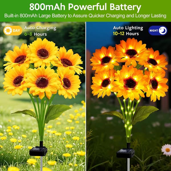 Solar Solros 3-pack - 18 gula LED Auto-On Vattentät Trädgård Gräsmatta Kvinnlig Present Yellow 3 Pack