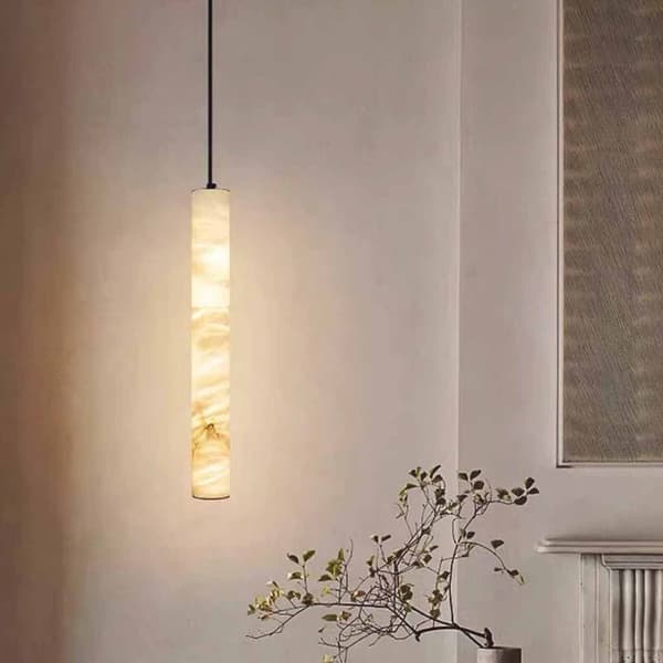 Naturmarmor pendel 40cm sort – LED, varmt lys, moderne lysekrone Style 1