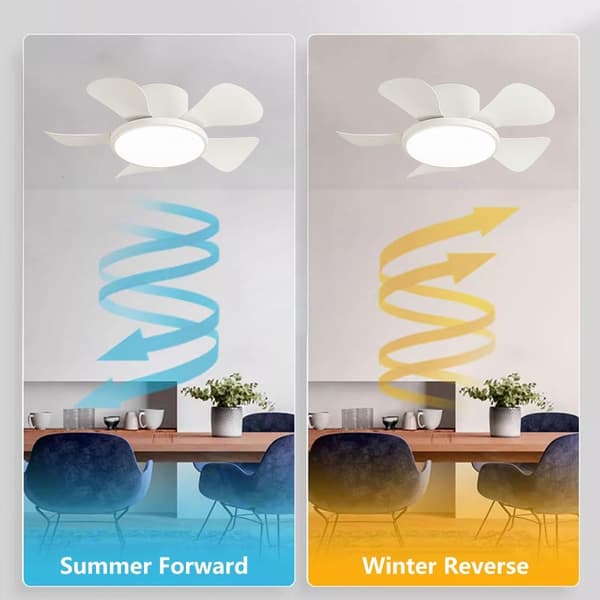 Ceiling fan with light 76 cm, 5 ABS blades, 3 color temperatures, remote control, 6 speeds and quiet motor White 76cm-Dual Control